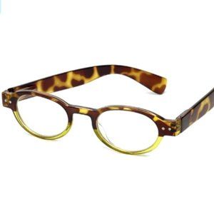Calabria Bi-Color Oval Reading Glasses w/Case in Tortoise-Green +3.50  NWOT